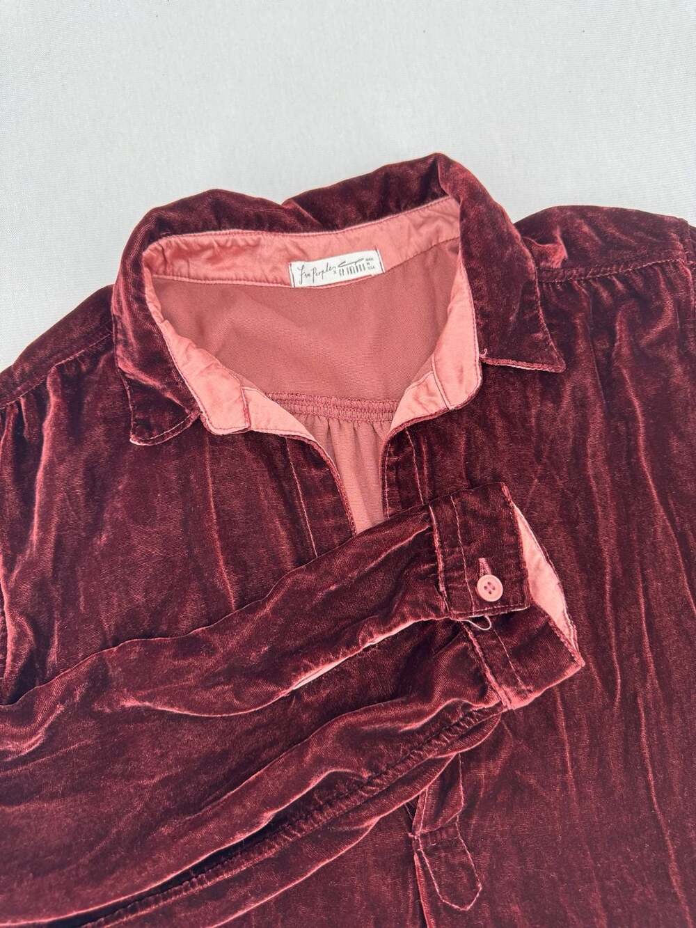 Free People x CP Shades Velvet Romy Shirt Size M Burgundy